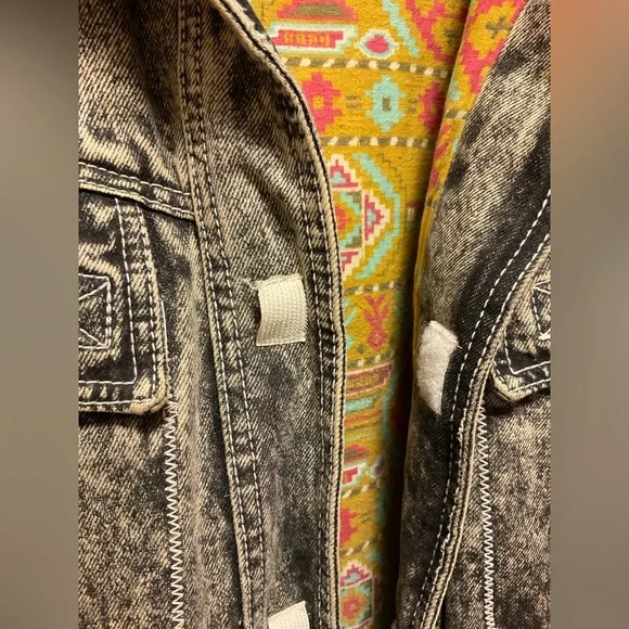 Vintage 80's Mirage Men's Acid Wash Denim Bomber jacket Leather Trim size XL. - Picture 4 of 9